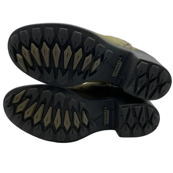 Merrell Womens Shoes Chateau II Mid Boots Sz 7 Green Leather Ankle Waterproof - Picture 10 of 12